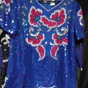 Blue beaded blouse